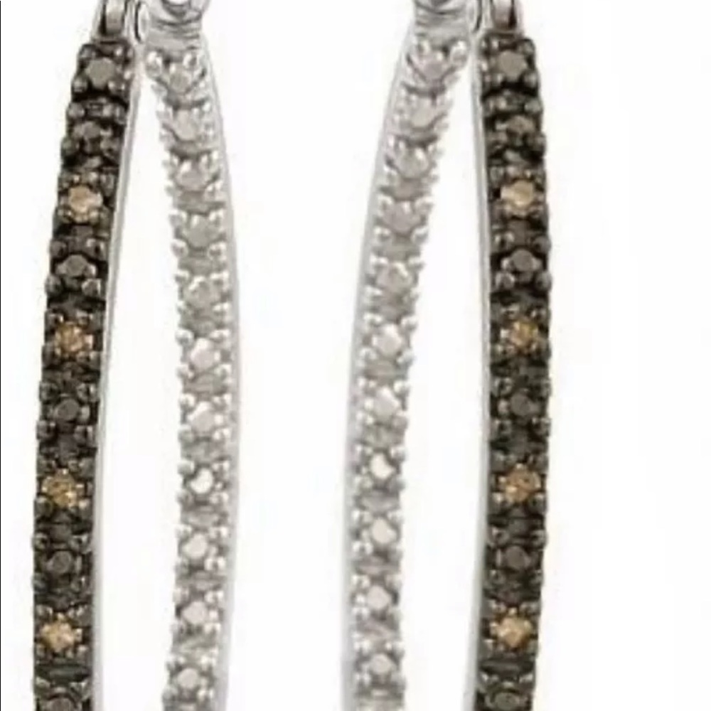 Sterling Silver Chocolate Diamond Earrings